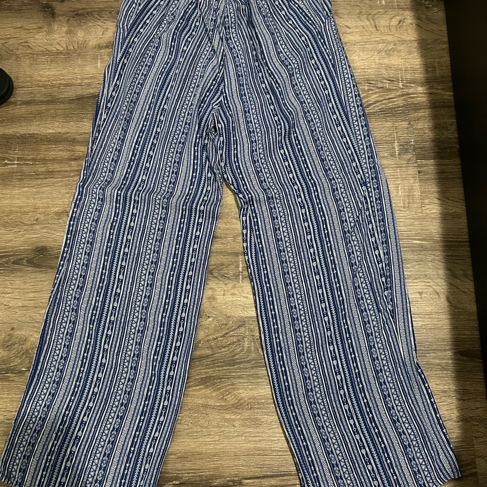 Blue and White Striped Pants